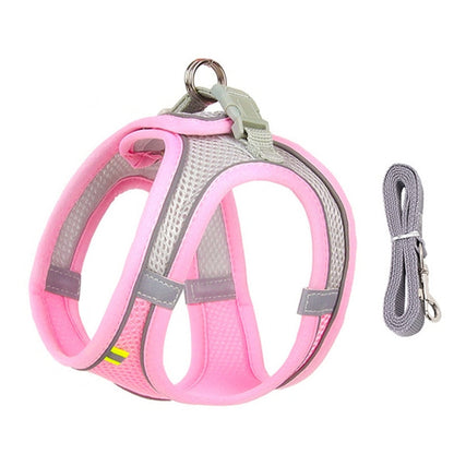 Adjustable Dog Harness and Leash Set for Small Breeds - Ideal for Puppies, Cats, French Bulldogs, Chihuahuas, and Pugs - Perfect for Outdoor Walks