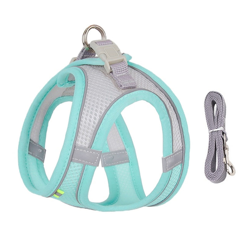 Adjustable Dog Harness and Leash Set for Small Breeds - Ideal for Puppies, Cats, French Bulldogs, Chihuahuas, and Pugs - Perfect for Outdoor Walks