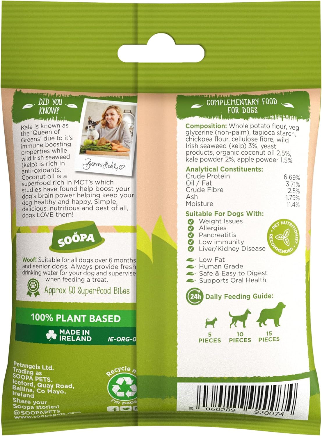 Palitos dentales para perros: berza y manzana, 50 G