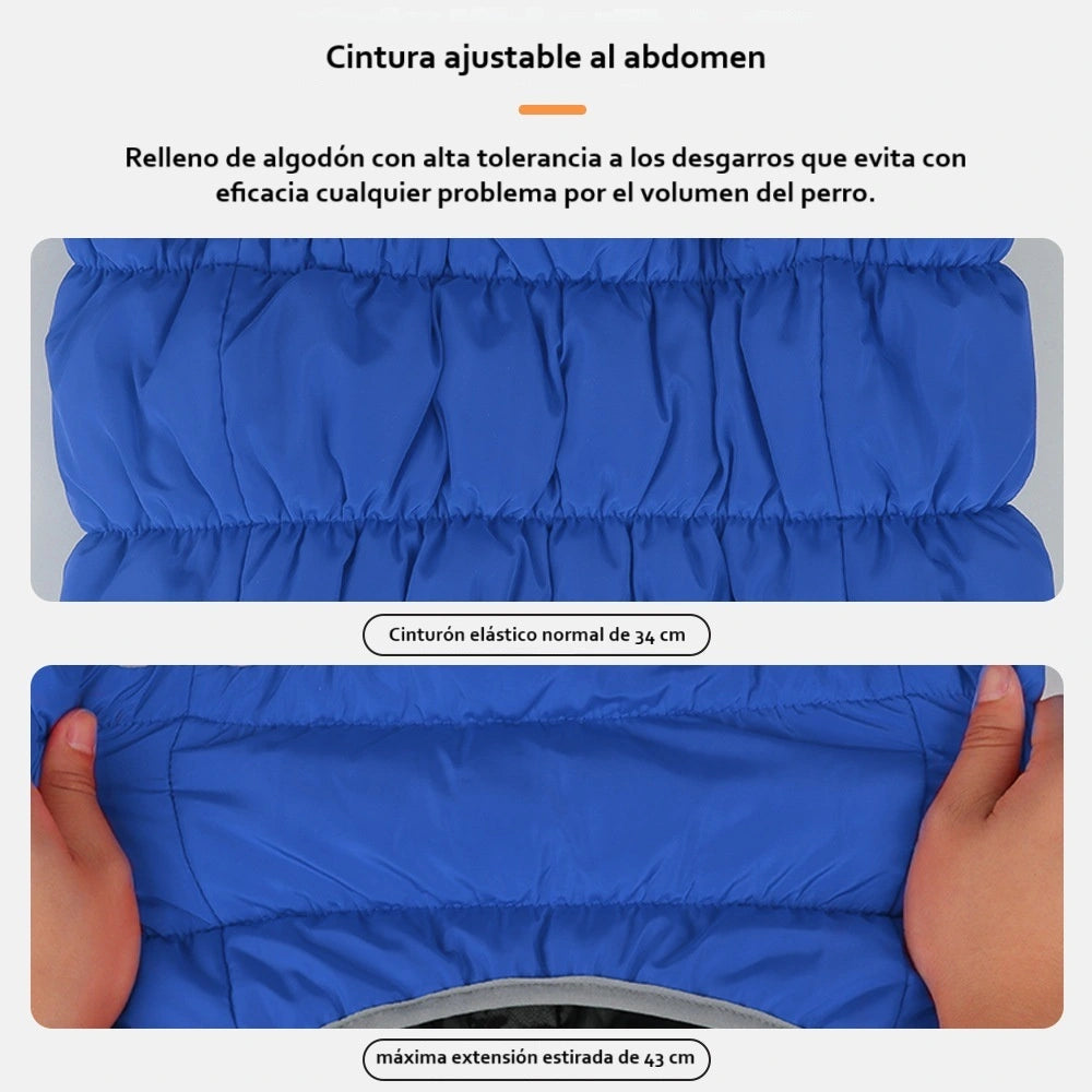 muestra elasticidad de abrigo acolchado perro grande