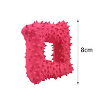 Juguete de látex para perros - Hueso con púas, cubo, cactus con chirridos para limpieza dental.