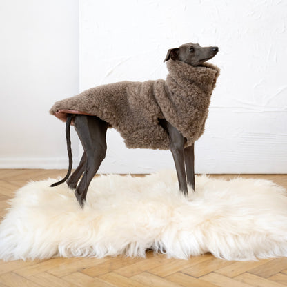 Square or Rectangular Natural Sheepskin Pet Mat - White-2