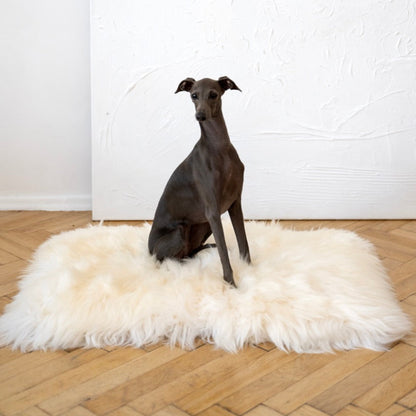 Square or Rectangular Natural Sheepskin Pet Mat - White-1