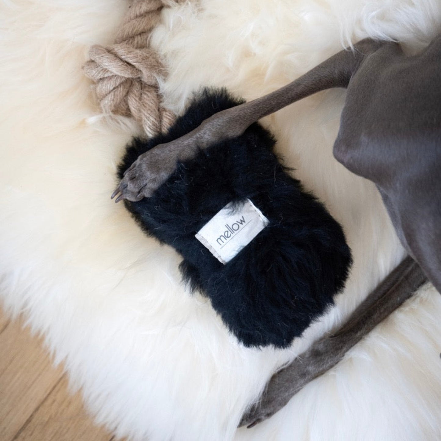 Square or Rectangular Natural Sheepskin Pet Mat - White-3