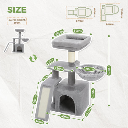 Árbol rascador premium 3-en-1: transformable, sisal, nido y hamaca de lujo