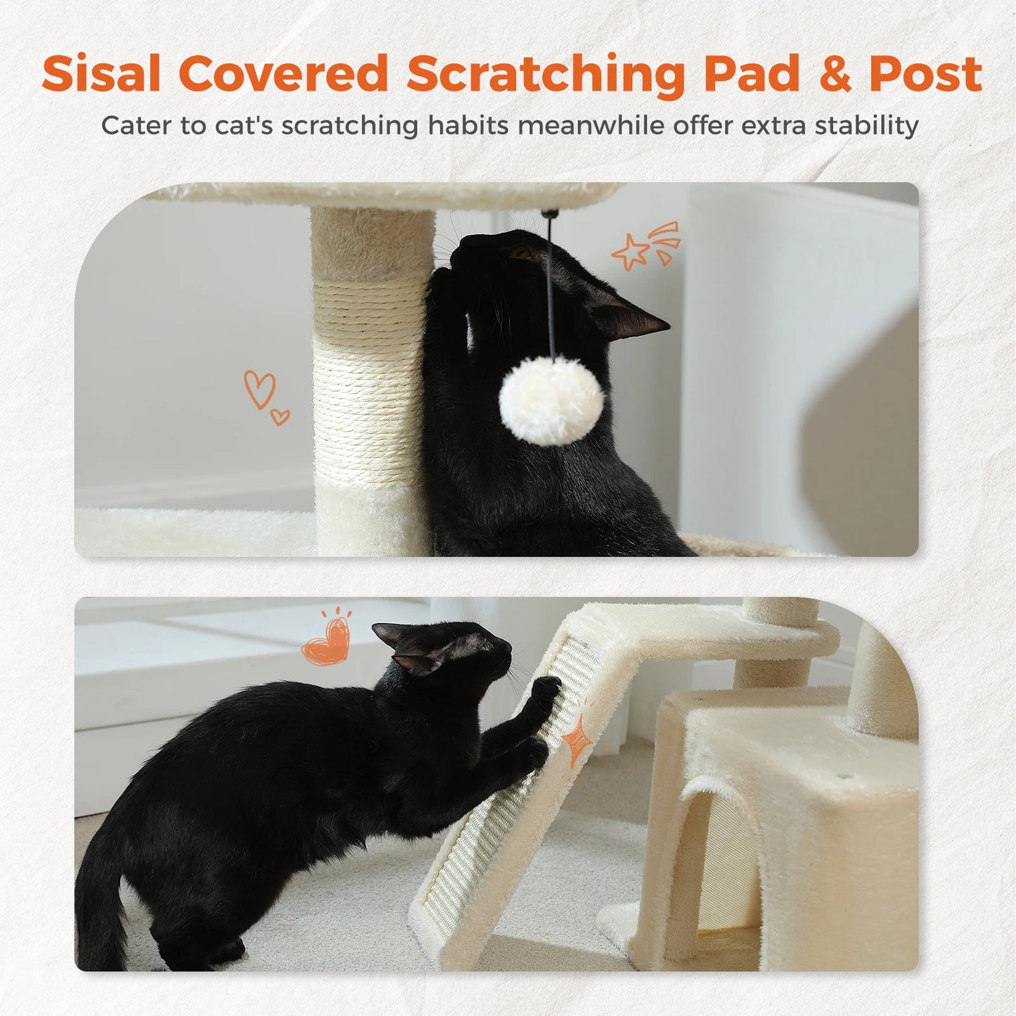 Árbol rascador premium 3-en-1: transformable, sisal, nido y hamaca de lujo