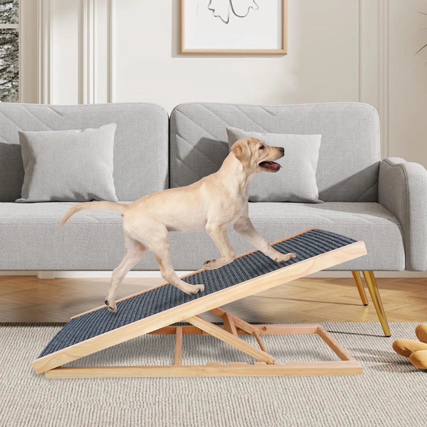 Rampa plegable de madera antideslizante para perros y gatos | Escalera cama y sofá