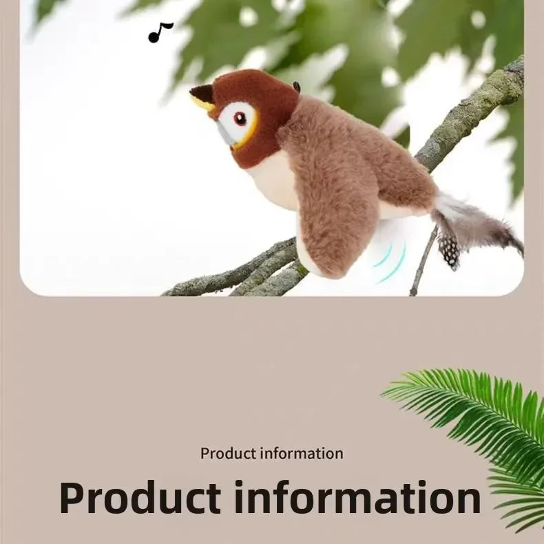 gorrión de juguete para gatos. Vuela y trina realista