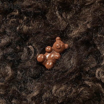 imagen ampliada de abrigo franela oversize marrón de osito tipo gominola cosido